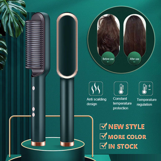 2 In 1 Electric Professional Negative Ion Hair Straightener Brush